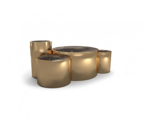 Gouden salontafel Woonkamer Bijzettafel Modern design Glazen blad