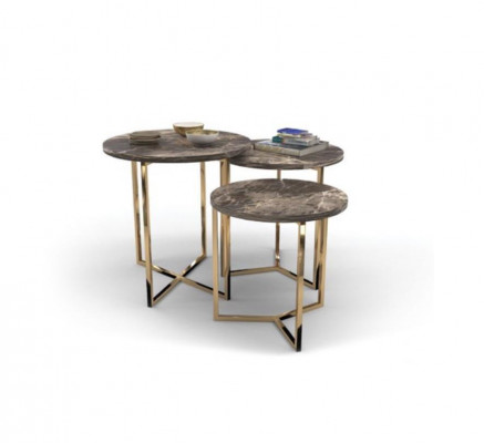 Ontwerper 3x Marmeren Bijzettafels Luxe Woonkamer Tafels Salontafels Tafel