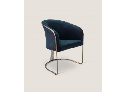 Blauwe RVS fauteuil Luxe eenzitter gestoffeerde stoel met armleuningen Luie stoel