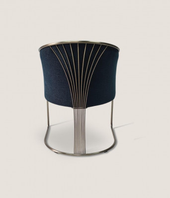 Blauwe RVS fauteuil Luxe eenzitter gestoffeerde stoel met armleuningen Luie stoel