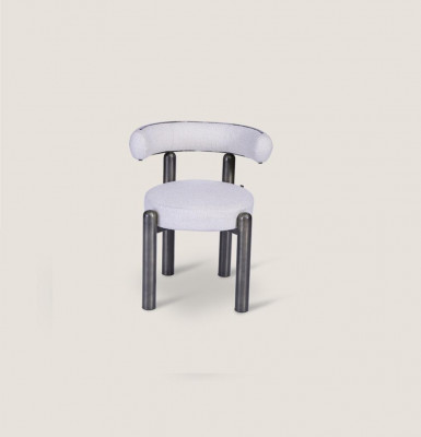 Ontwerper Witte Stoel Eetkamerstoelen Gestoffeerd Textiel Eenzitter Metalen Poten