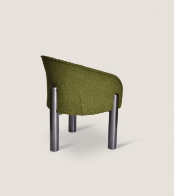Luxe groene fauteuil met één zitplaats, moderne gestoffeerde stoel voor in de woonkamer.