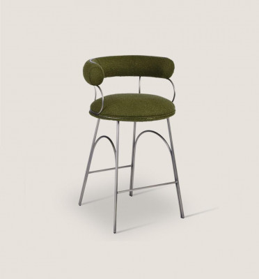 Olijfgroene barkruk Luxe fauteuil Designer stoel Beklede meubels