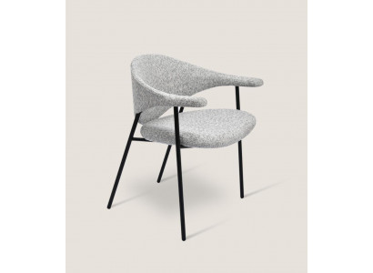 Moderne grijze eetkamerstoel met armleuningen, eenpersoons gestoffeerde stoelen.
