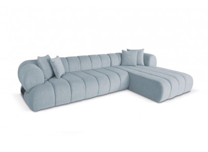 Grijze stoffen hoekbank L-vorm bank Designer gestoffeerd meubilair houten frame