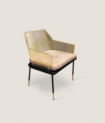 Luxe eenzitter-designfauteuil met roestvrijstalen elementen Nieuwe stoelen
