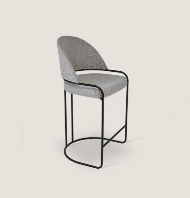 Grijze barkruk met roestvrijstalen poten Eetkamerstoel Hoge designstoelen