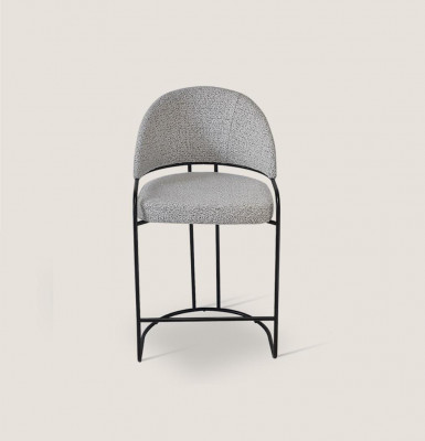 Grijze barkruk met roestvrijstalen poten Eetkamerstoel Hoge designstoelen