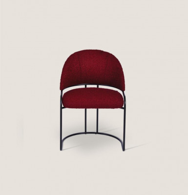 Rode designerstoel gestoffeerde eenzitter textiel eetkamer luxe stoelen