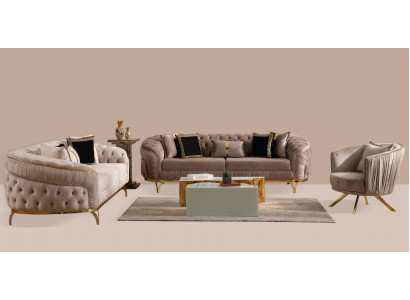 Chesterfield bankstel 3-zits design gestoffeerde bankstel set