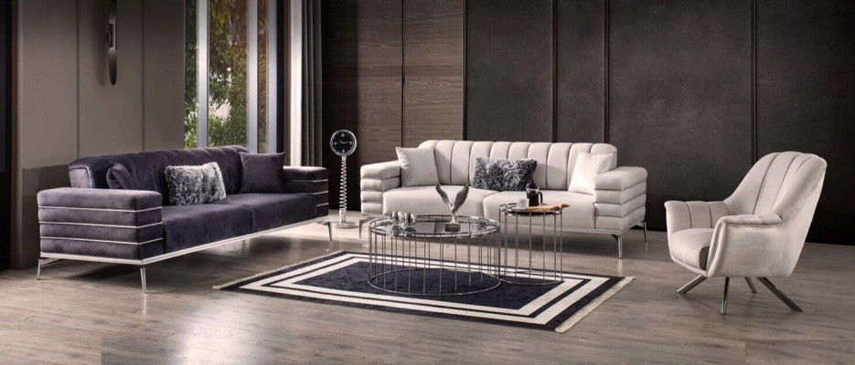 Luxe bankstel 321 Modern Set Design Bank Bekleding Grijs Nieuw