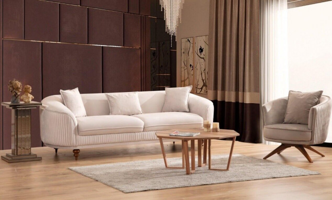 Bankstel 3-zits Elegant Moderne Luxe Design Houten Meubels Bekleding