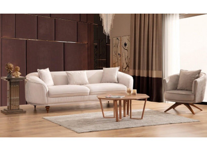 Bankstel 3-zits Elegant Moderne Luxe Design Houten Meubels Bekleding