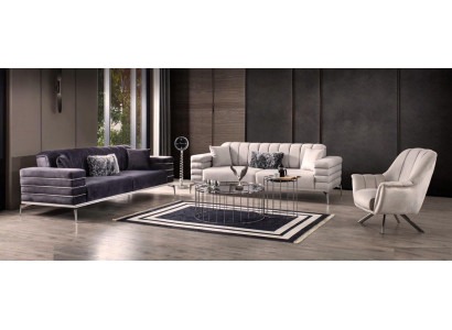 Bankstel fluweel gestoffeerde stoel 3311 design bankstellen metalen set banken nieuw