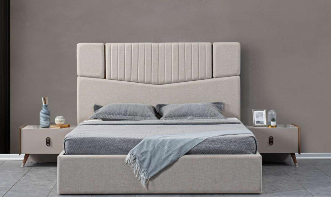 Bed 2x Nightstands 4 pcs. Wardrobe Bedroom Set Luxury Beds