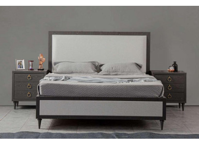 Slaapkamer set Grijs Bed Ontwerp Modern Luxe 2x Nachtkastjes 3-delig Nieuw
