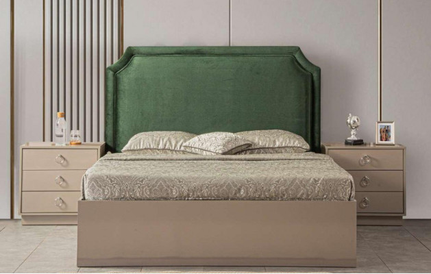 Bed 2x Nightstands Modern Slaapkamermeubels Luxe Hout Design 3 delig.