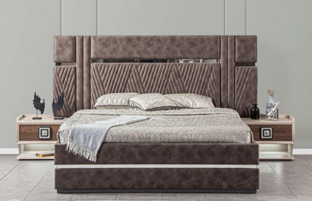 Bed 2x Nightstands 3-piece Bedroom Sets Design Modern Luxury Beds