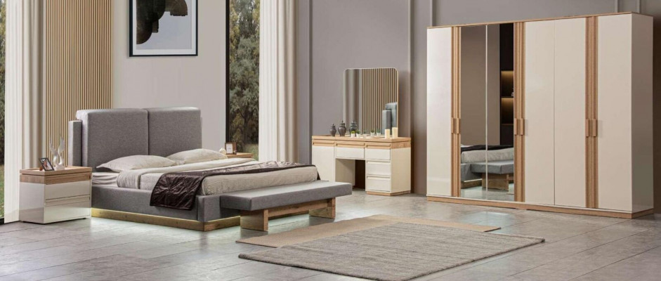 Slaapkamer set Bed 2x Nachtkastjes Kledingkast 5-delig Luxe meubels.