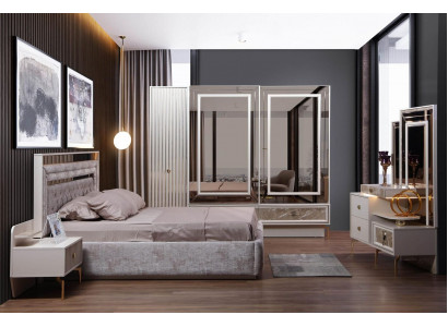 Modern compleet slaapkamer set Designer bed 2x nachtkastjes 5-delig