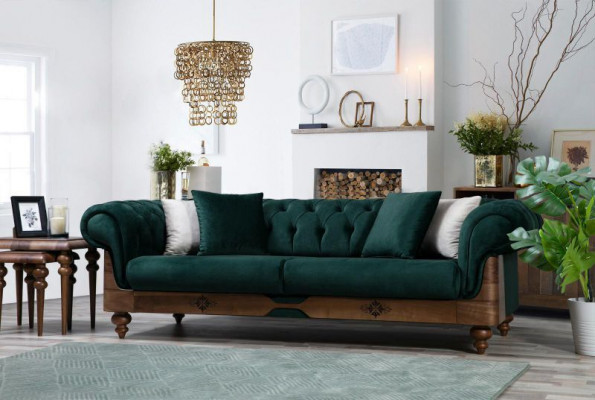 Moderne Zweifarbige Chesterfield Bankstel 3+3+1 Zits Luxe Meubels