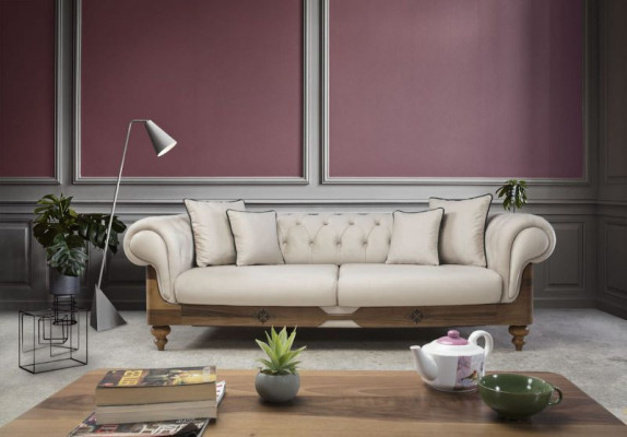 Moderne Zweifarbige Chesterfield Bankstel 3+3+1 Zits Luxe Meubels