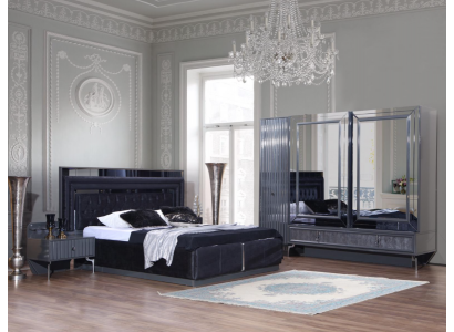 Zwart slaapkamerset Luxe set Bed 2x nachtkastjes Kast