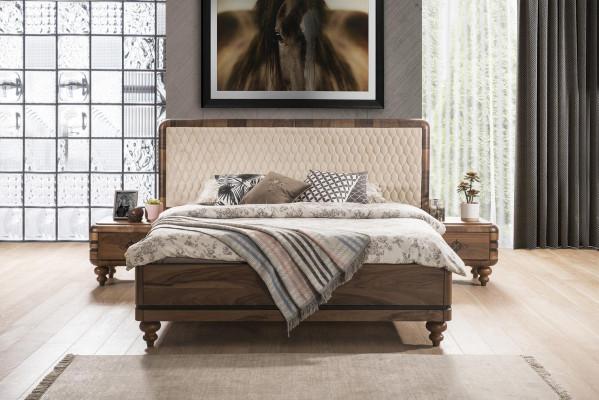 Slaapkamermeubilair Luxe Designer Bed 2x Nachtkastjes Tweepersoonsbed 3-delig