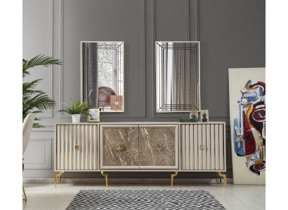 Modern dressoir met 2 spiegels, ontwerper van luxe woonkamermeubelen van hout.