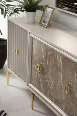 Modern dressoir met 2 spiegels, ontwerper van luxe woonkamermeubelen van hout.