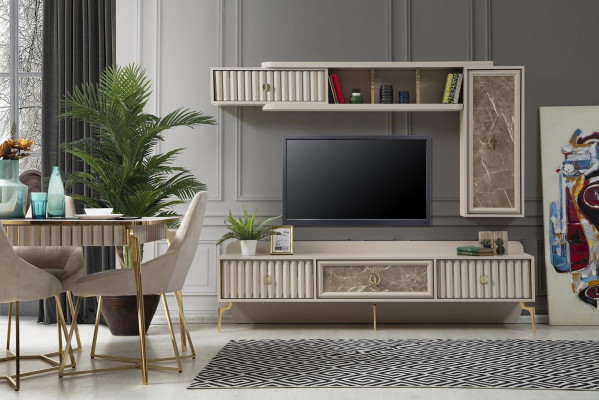 Ontwerper Moderne woonkamer Luxe houten planken Woonkamer meubels Stijlvol