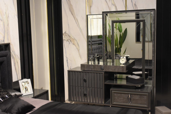 Zwarte make-uptafel Luxe houten console Designer slaapkamer meubels