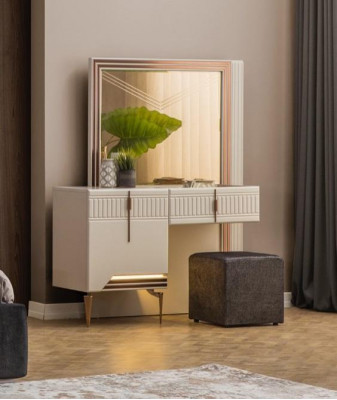 Luxe meubelontwerper kaptafel met spiegel kruk Nieuw slaapkamer