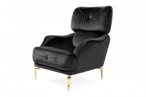 Exclusieve textiel fauteuil Zwart Eenpersoonsbank Moderne bekleding nieuw