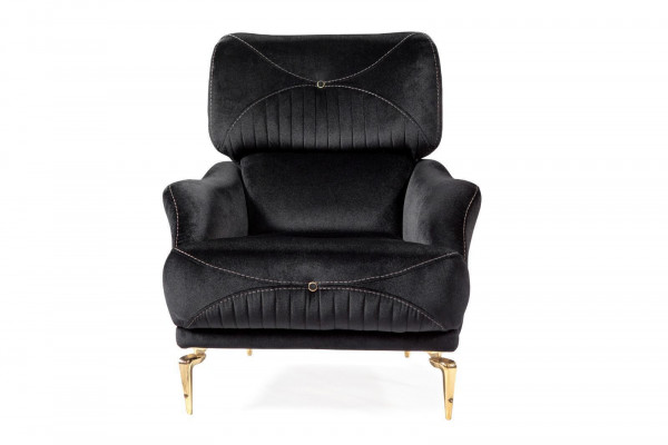 Exclusieve textiel fauteuil Zwart Eenpersoonsbank Moderne bekleding nieuw