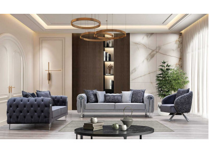 Moderne comfortabele woonkamermeubels twee driezitsbanken en 1 fauteuil met 1 zitplaats