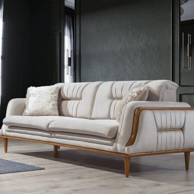 Modern wit luxe bankstel voor woonkamer en 1-zits fauteuil