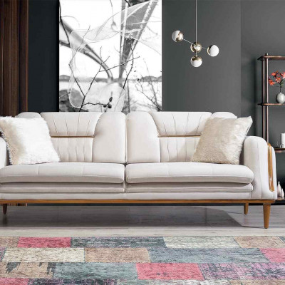 Modern wit luxe bankstel voor woonkamer en 1-zits fauteuil
