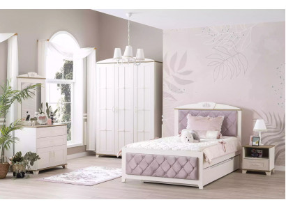 Chesterfield functioneel bed Uitschuifbaar kinderbed Bed 120 Hout Roze