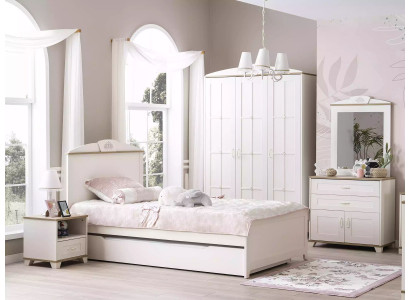 Houten bed, functioneel bed, uitschuifbaar kinderbed, bed 120 hout wit nieuw