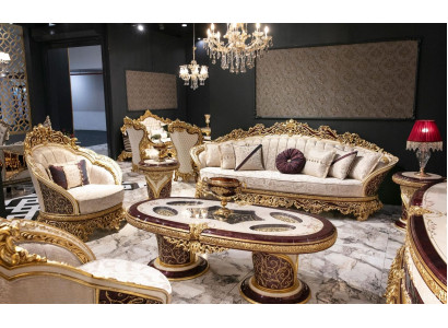 Witte-gouden Chesterfield bankstel 3+1 zitter salontafel set 3-delig bank
