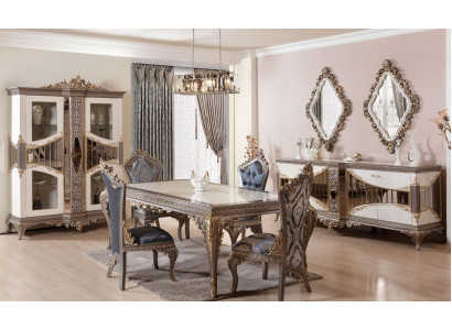 Luxe witte eetkamerset eetkamer meubels tafel stoelen spiegel