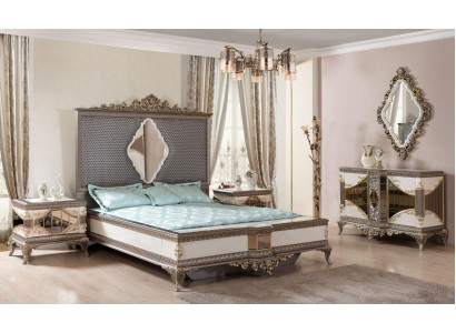 Klassieke slaapkamerset Hoge kwaliteit set Tweepersoonsbed Commode Bank