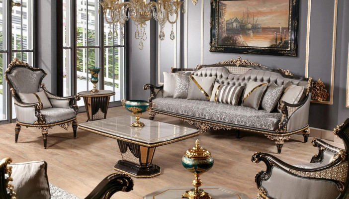 Klassieke Chesterfield zitgroep Luxe 3+1 zits gestoffeerde banken 2-delig