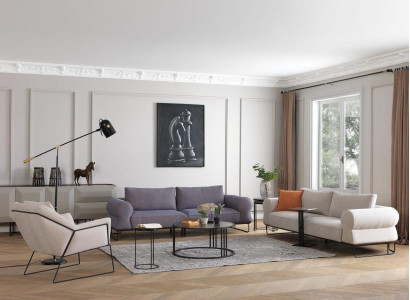 Luxe complete gestoffeerde bankstel bankstel bankstel wit stoffen bankstel