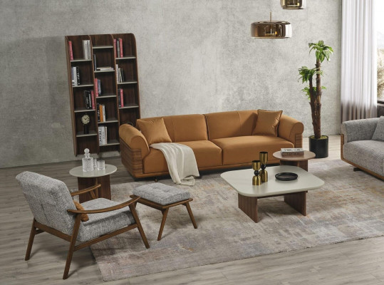 Sofaset Compleet gestoffeerde bank Bruin Driezitsbank Stoel Modern 3-delig