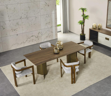 Garnituur eettafel eethoek eetgroep set 7-delig eetkamer bruin hout