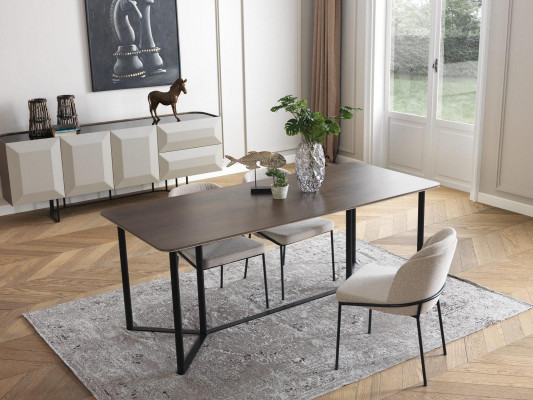 Eetkamer Eethoek Eetgroep Eettafel Set 7-delig Hout Bruin Stoelen Modern