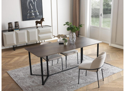 Eetkamer Eethoek Eetgroep Eettafel Set 7-delig Hout Bruin Stoelen Modern
