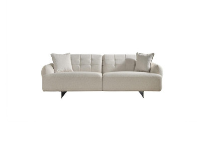 Bankstel Driepersoons, 3-zits gestoffeerde bank van polyester stof, modern wit.